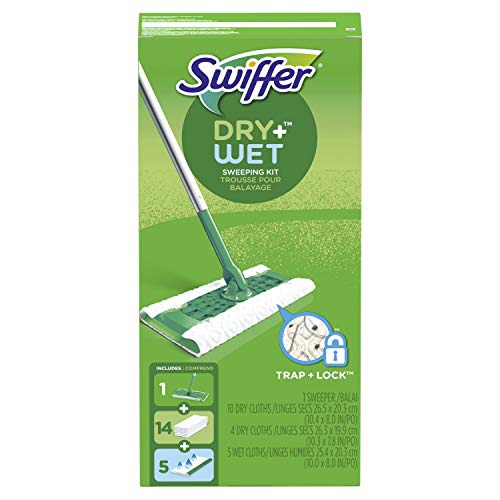 Swiffer Sweeper Dry + Wet All Purpose Floor Mopping and Cleaning Starter Kit with Heavy Duty Cloths