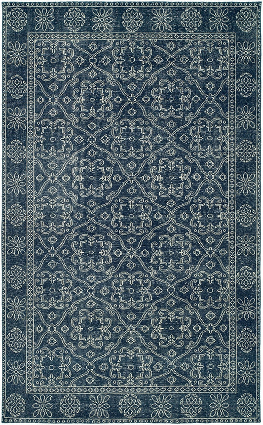 HRI canterbury rug rustic blue area rug hand-knotted handmade oriental area rug