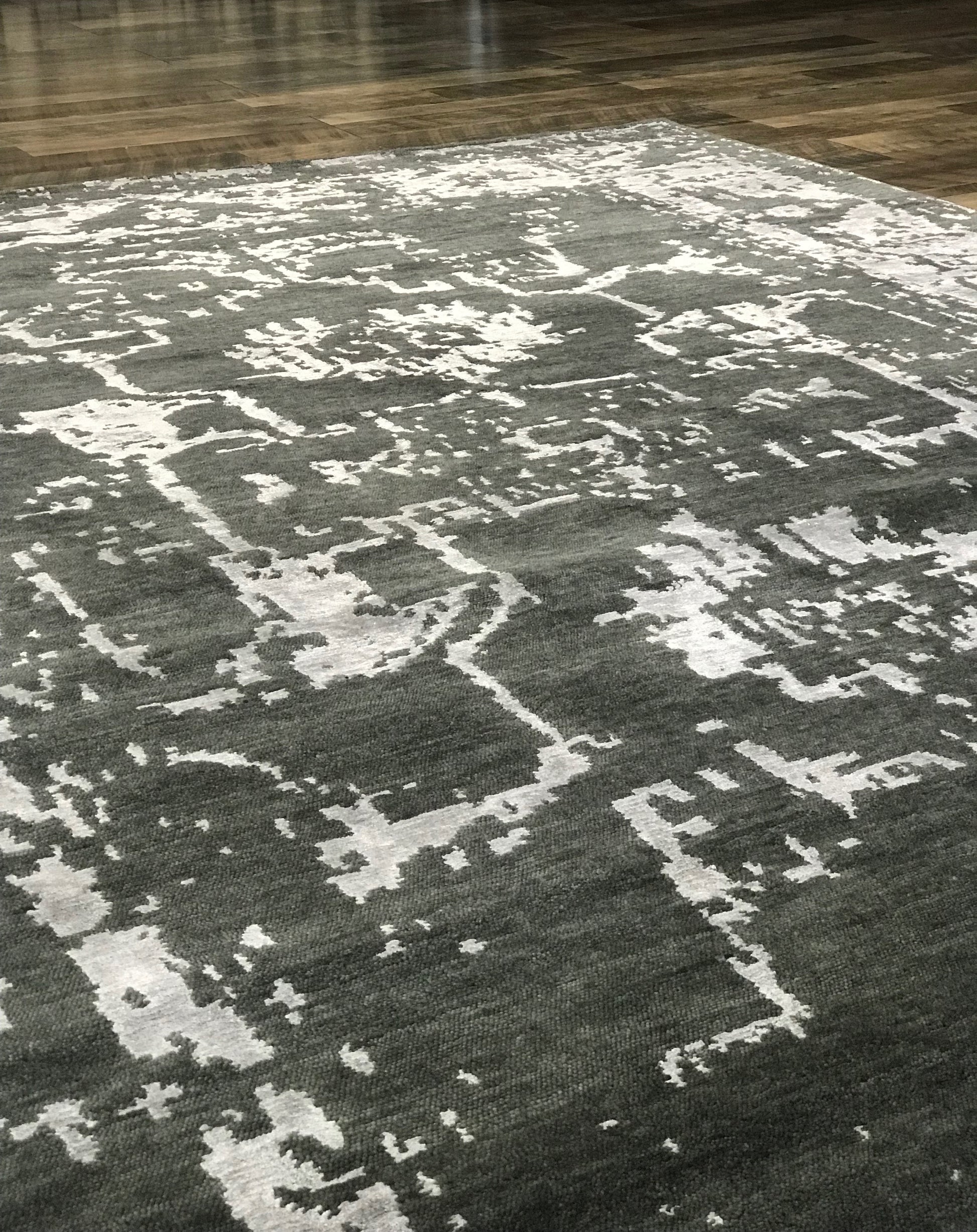 Elegance Collection (EL-2) Moss charcoal transitional area rug arte restoration hardware