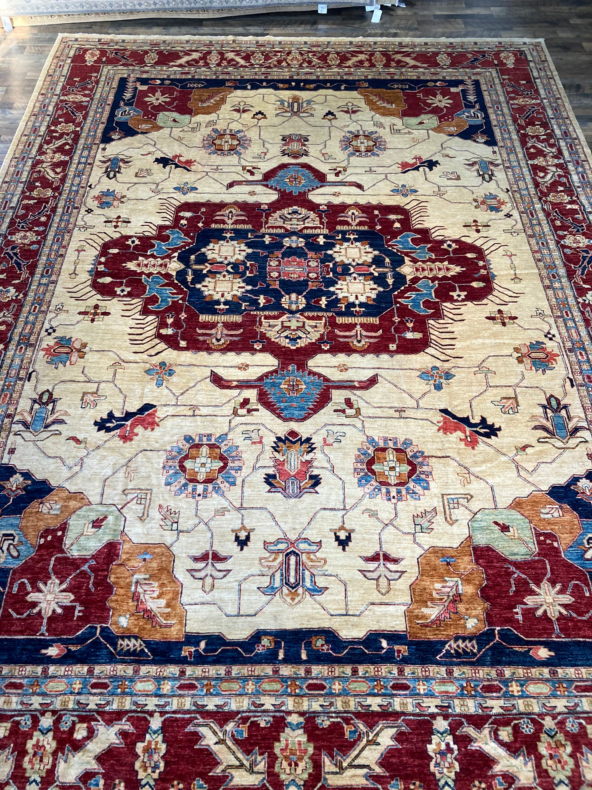 Hand-knotted Pakistan Rug (12'3" x 16'9") handmade area rug refined carpet rugs orange county rug store rug company carpet store online refinedarearugs.com pakistan rug oversized rug traditional area rug beige and red