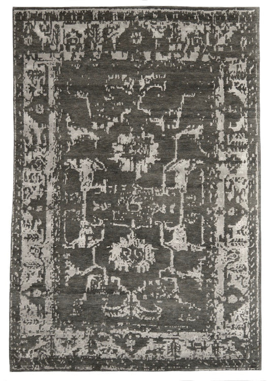 Elegance Collection (EL-2) Moss charcoal transitional area rug arte restoration hardware