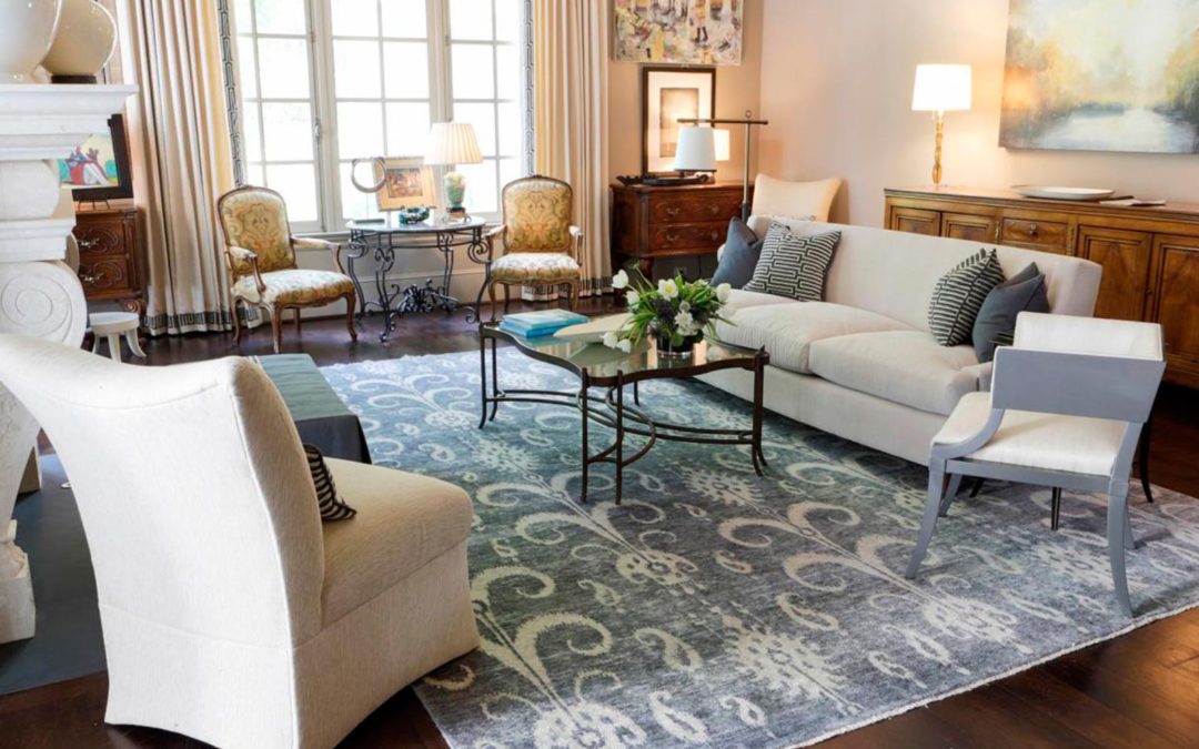 decorating a room or space with an area rug design 