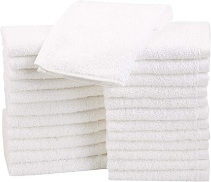 Terry Cotton Washcloths, White - Pack of 24