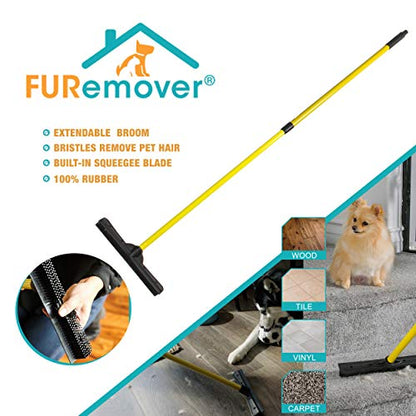 FURemover Broom, Pet Hair Removal Tool with Squeegee & Telescoping Handle