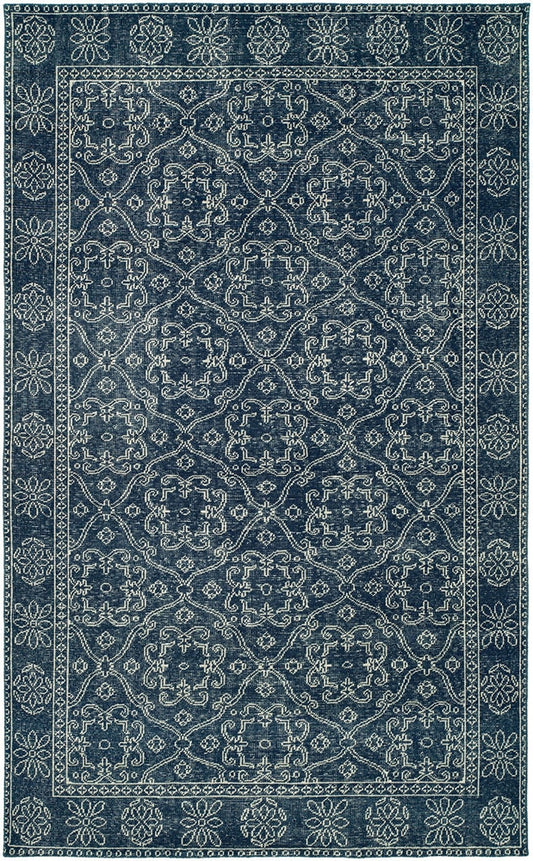 HRI canterbury rug rustic blue area rug hand-knotted handmade oriental area rug 
