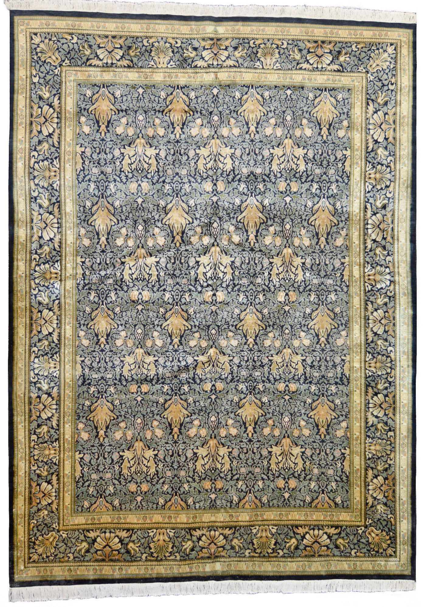 one of a kind pakistan area rug hand-knotted handmade traditional area rug online rug store green gold black large 