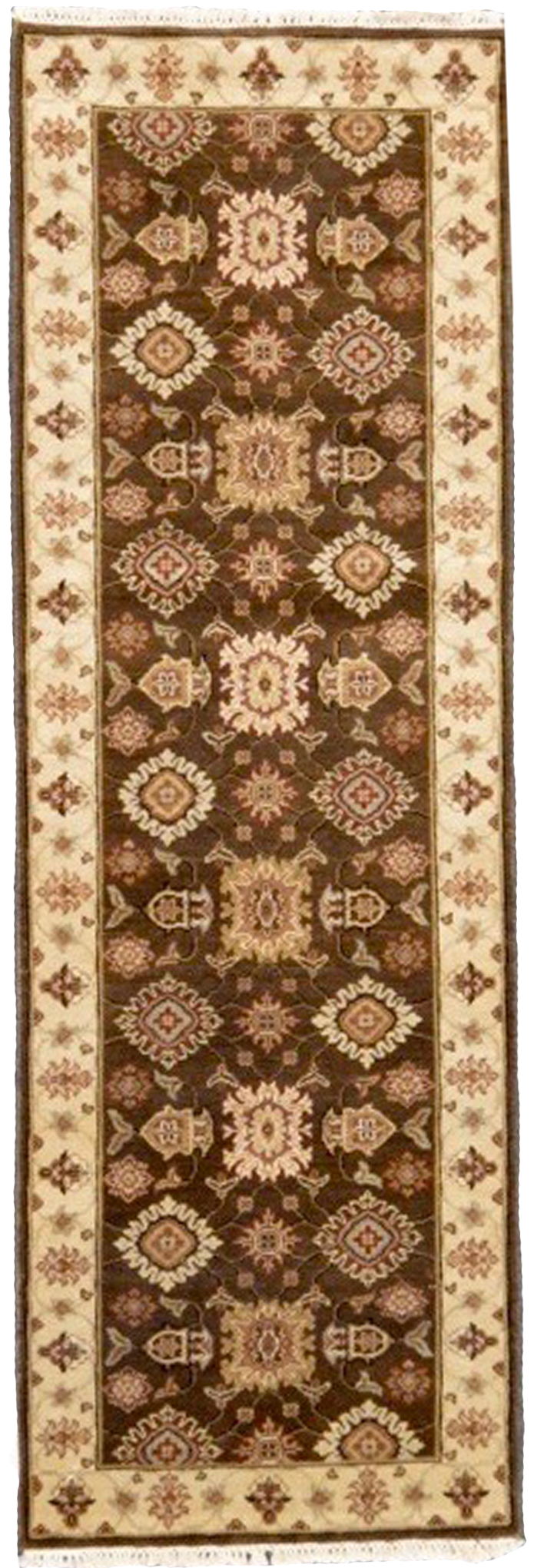 one of a kind vintage runner rug pakistan handmade hand knotted brown beige refined area rugs carpet | rugs