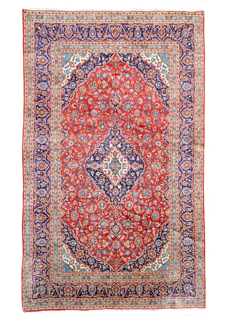 one of a kind vintage area rug antique persian kashan red blue large rug online affordable