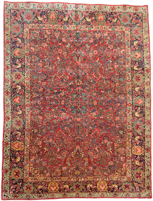 one of a kind vintage persian sarouk large rug handmade handknotted online refined area rug red gold multi