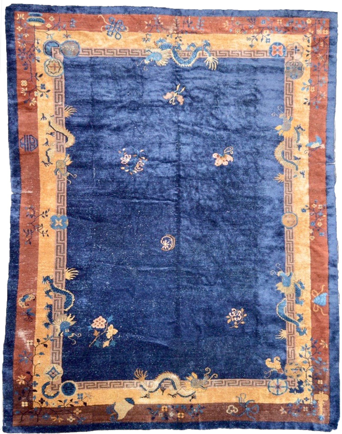 vintage chinese rug large area rug handmade blue gold one of a kind online refined area rugs carpet