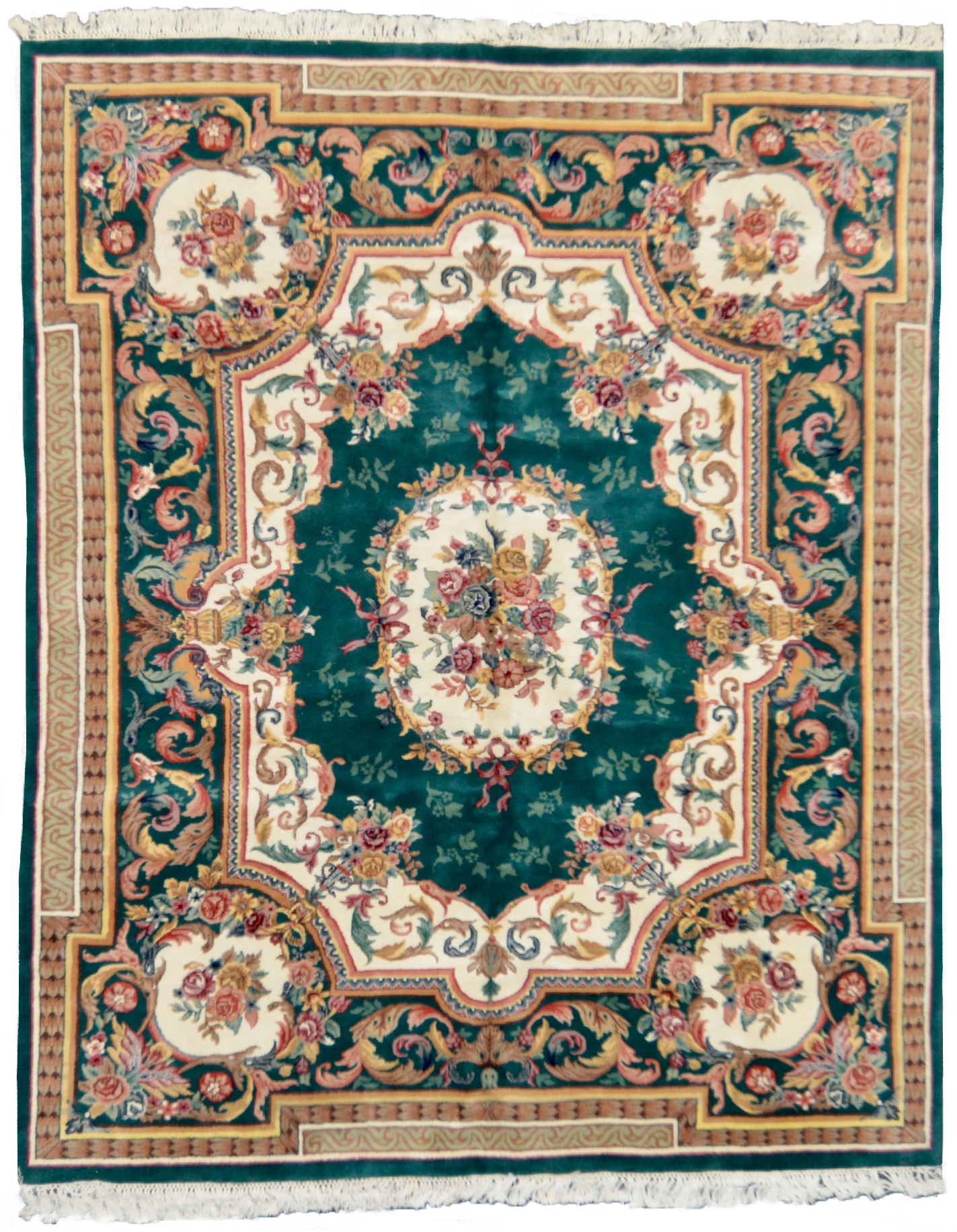 one of a kind chinese ambusson green area rug hand-knotted handmade traditional area rug online rug store