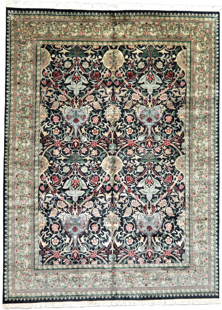 one of a kind vintage pakistan area rug large black green hand knotted handmade unique online affordable refined carpet