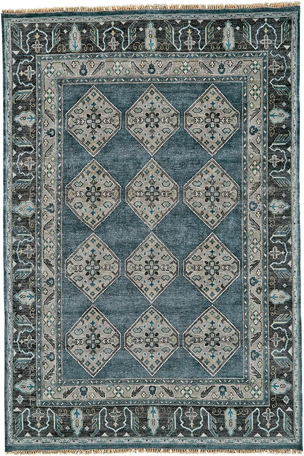 hand-knotted ustad area rug feizy blue and gray traditional area rug