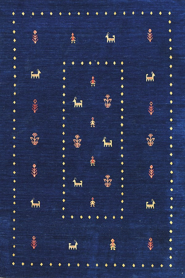 gabbeh amer area rug blue rug online hand-knotted traditional rug
