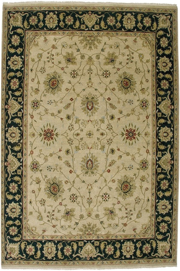 oasis collection handmade hand-knotted indian area rug beige and black online rug store